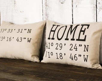 Latitude Longitude Pillow "The Home Coordinates" name pillow, closing gift, realtor, housewarming, gift, new home, pillow, wedding