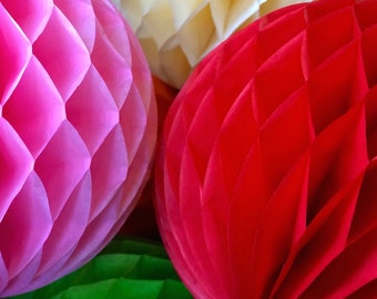 Red 16 Inch Honeycomb Tissue Paper Balls - Paper Party Decor Decoration Supplies