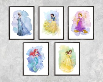 Princess watercolor | Etsy