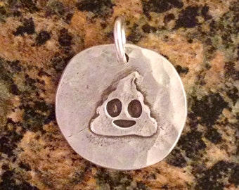 Happy Shit (Emoticon) Charm, PMC Fine Silver