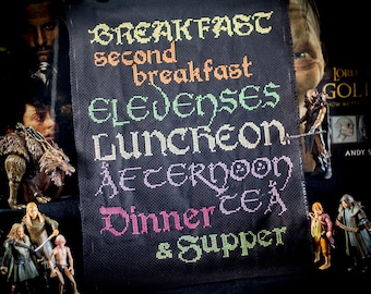 Elevenses Cross Stitch - Precious little Hobbit Meal Plan - Cross Stitch Sampler - PDF Digital Pattern - Kitchen