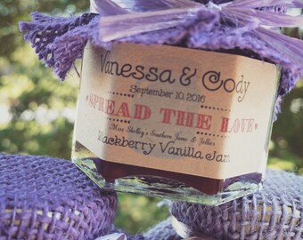Jam Favors - Rustic Wedding Favors - Party Favors - Bridal Shower Favors - Burlap Favors - Personalized Favors - Thank You Favors - Weddings