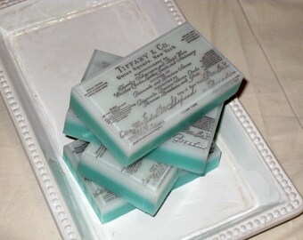 Handmade Soap, Wedding Favor Soap, Shower Favor Soap, Natural Shea Butter Lavender Soap with Vintage Receipt Design, Vegan Friendly