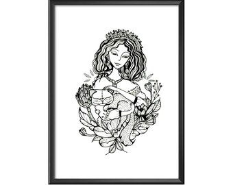 A4 print "Cat in artichocks"