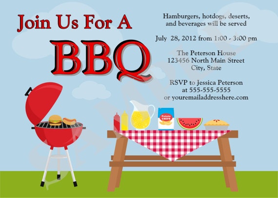 Items similar to Picnic BBQ Family Gathering Invitation 