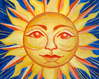Happy Sun Art Print print of original watercolor nursery