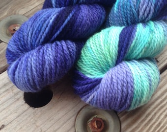 Northern Lights on Freya 100% superwash BFL Aran Wt.