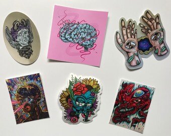 Psychedelic VINYL sticker pack (6)
