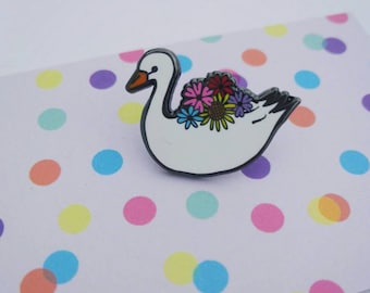 Swan planter enamel pin