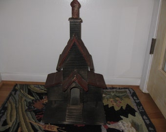 RUSSIAN CHURCH EUROPEAN Religious Building Handmade??? Large Church Measures 22" To Top Of Spire Base Is 11 1/2" x 11 1/2"