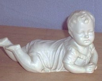 Small White Bisque Baby Vintage Piano Baby, Parian Style Bisque Baby, Collectible Figurine, Vintage German Bisque Figurine