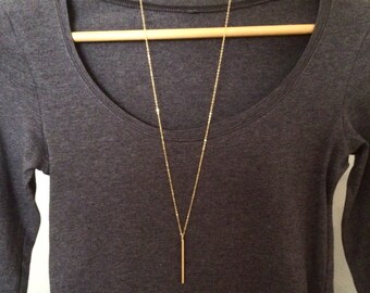 Long gold bar necklace, long pendant necklace, long gold necklace, gold bar pendant, 30 inch necklace, gold jewellery, jewelry