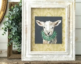 Spring lamb - handpainted and framed