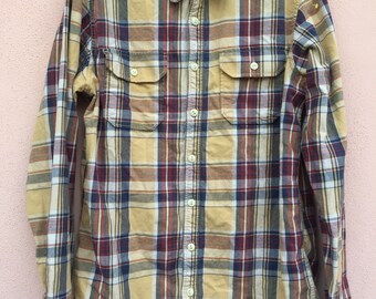 EDDIE BAUER Plaid Checkered Brown Flannel Shirt
