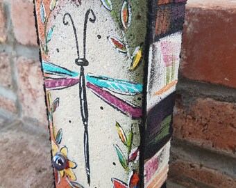 Garden Brick, Painted Brick, Dragonfly