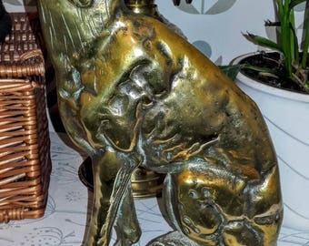 Antique Victorian Brass Dog Doorstop