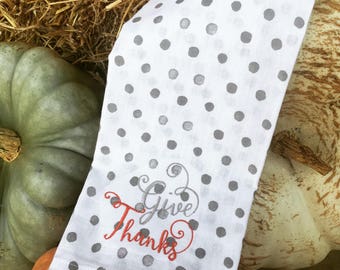 Give Thanks Polka Dot Hand Towel