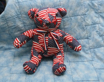Red, White, And Blue Wavy Stuff Teddy Bear