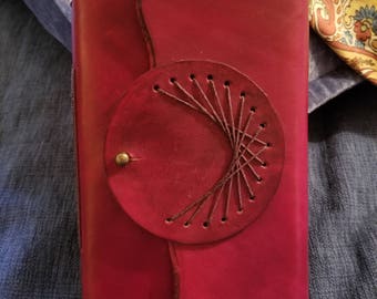 Leather Journal Maroon String Art