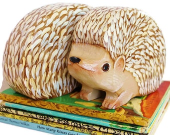 Hedgehog Bookends Hand Painted Non Toxic Woodland Nursery Baby Room Child's Decor Nature Inspired Waldorf Kids Room Decor