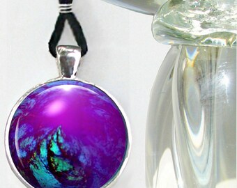 Abstract Purple Necklace, Original Energy Art, Chakra Jewelry Reiki Energy Pendant