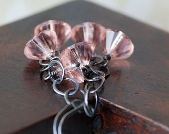 pretty in pink vintage glass sterling silver earrings