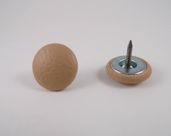 6 buttons 20mm sand leather covered nail
