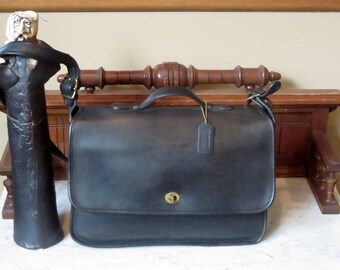 Etsy BDay Sale Coach Letter Brief In Black Leather Style No 5270- Made In United States- EUC