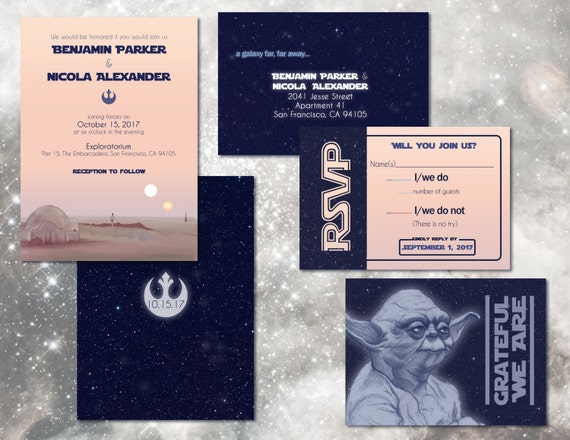 star wars wedding invitation set digital custom invitations star wars evite