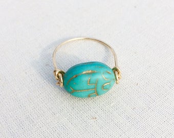 Scarab & 14k gold filled ring, Made in Hawaii, *Free shipping*