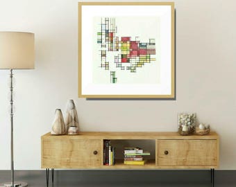 Mid Century Modern, Framed Art, Abstract Art Print, Geometric Wall Art, Framed Modern Art, Mid Century Print, Geometric Art Print