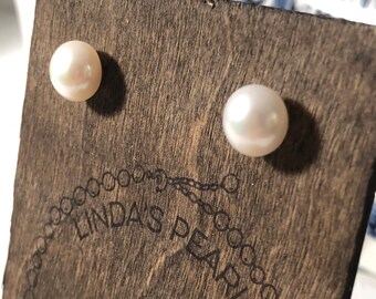 9mm Freshwater Cultured Pearl Stud Earrings