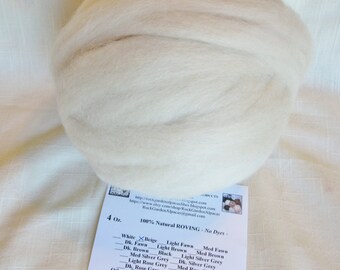 4 oz Alpaca Beige SUPERFINE Roving - for Spinning, Nuno Felting or Needlefelting