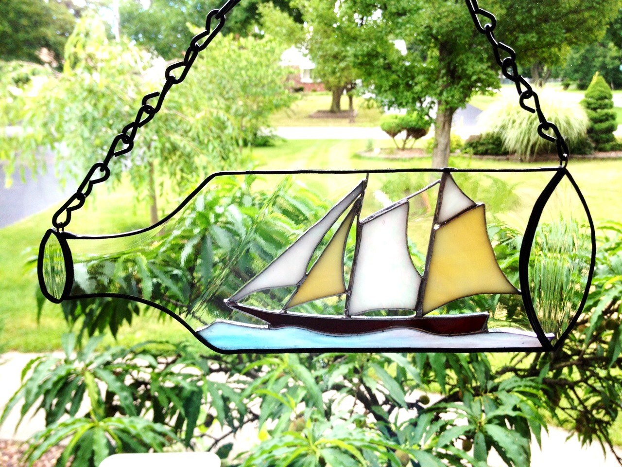 Stained Glass Ship In A Bottle