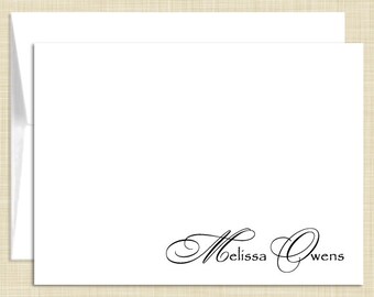 Personalized Stationery - Personalized Stationary - Note Cards - set of 10 folded notecards - CLASSIC NAME