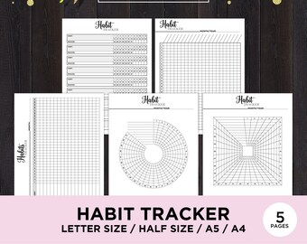 Habit Planner, Habit Tracker Printable Inserts, Monthly Habits Tracker Printable, 30 Day Habit Tracker Challenge, Goal Planner Tracker