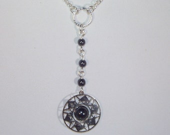 Silver and Hematite Rosary Necklace - Custom Made - Yolanda Foster Style