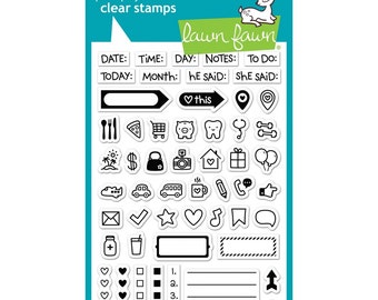 Lawn Fawn Clear Photo-polymer Stamp - Plan On It - 4''x6'' - Planner Stamps/ Calender Stamps/ Date Stamp/ Journal Stamps/ Icon Stamps