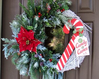 Candy Cane Grapevine Wreath