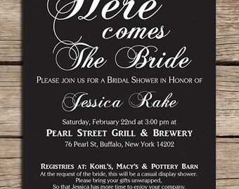 Printable Bridal Shower Invitation, Made to order, Many color options, Downloadable File, Wedding