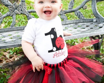 Ladybug Birthday Tutu Outfit-Ladybug Birthday Tutu Set-Ladybug Birthday Outfit-First Birthday Ladybug Tutu Outift-Ladybug Party Outfit