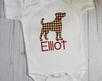 Dog Lab baby Bodysuit Outfit Chocolate Lab Personalized Applique