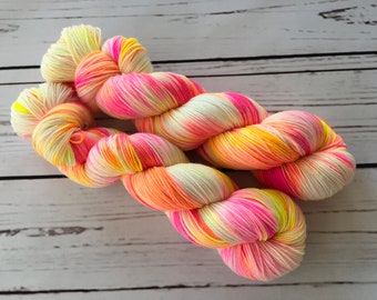 Pink Swirl Hand Dyed Superwash Merino/ Nylon Sock Yarn