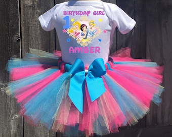Disney Princess Birthday Outfit, Disney Princess First Birthday Outfit, Custom Disney Princess Birthday Tutu Set, Disney Princess Shirt
