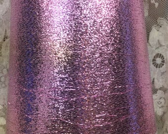 metallic coned yarn approx 30000 yds 1 lb plus pink metallic machine knitting crafts altered art sweaters