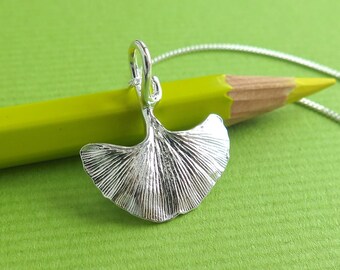 Ginkgo Leaf Jewelry - Pure Silver Real Leaf Pendant, Botanical Jewelry
