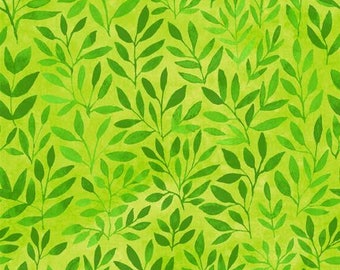 Watercolor Leaves Green Floral Menagerie In the Beginning Fabric