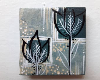 Original Art Magnet - "Frosty Blooms"