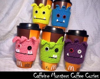 Caffeine Monsters Coffee Cozy Crochet Pattern
