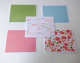 Blank Note Cards, Note Card Set, Set of 5 Blank Note Cards with Matching Envelopes, Thank You Note Cards, Note Card Set, Hello Note Cards